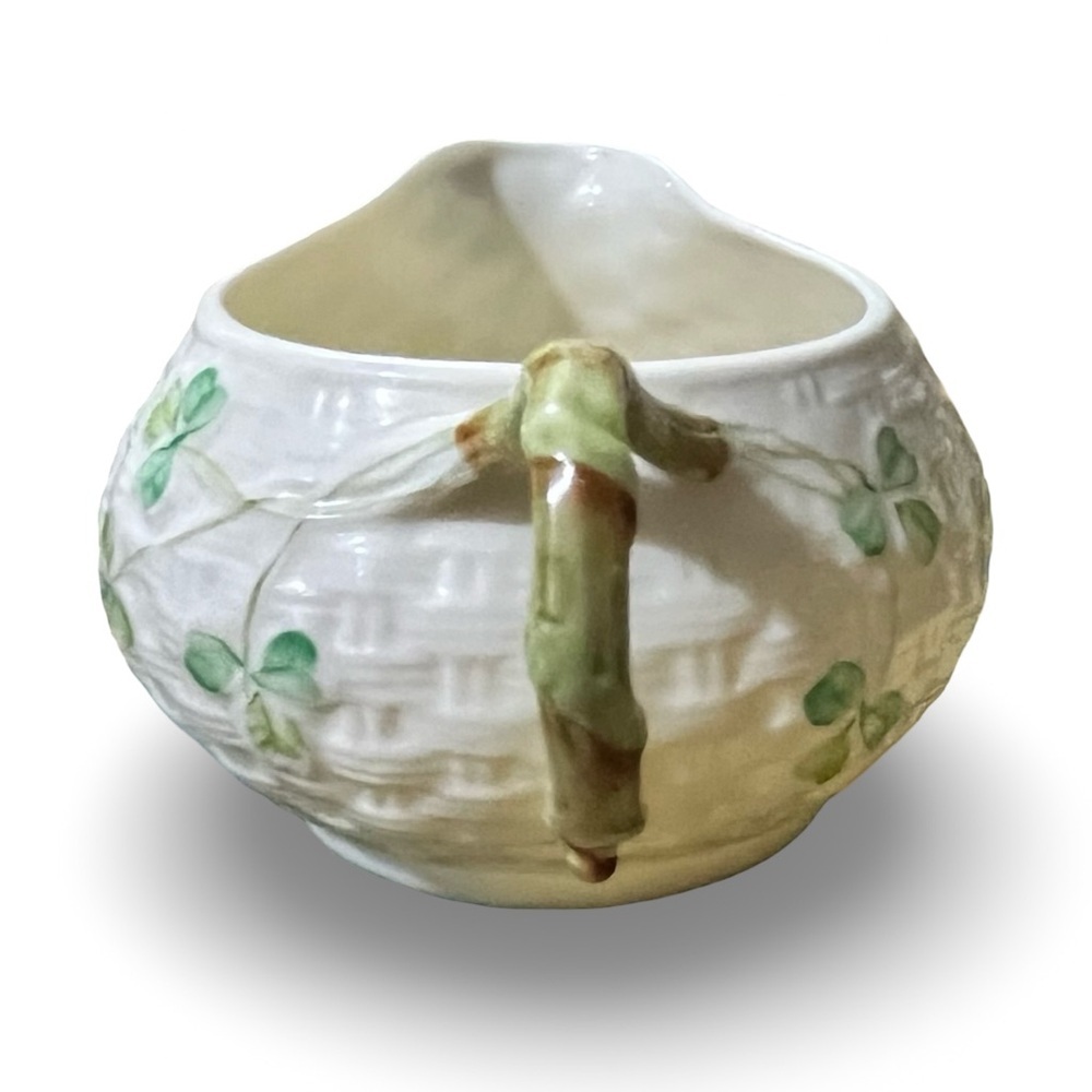 Vintage Belleek Shamrock Basketweave Tea Set - Picture 3 of 16